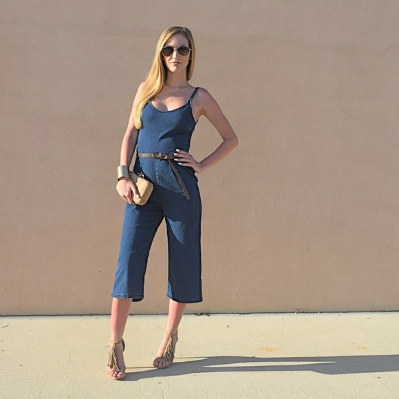 culotte denim jumpsuit